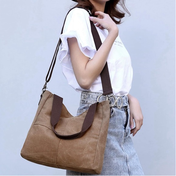 Women’s Small Canvas Tote Bag Shoulder Crossbody Bags Work Purses Travel Satchel - Picture 5 of 10